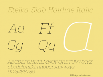 Etelka Slab Hairline Italic Version 1.000 2022 | web-otf图片样张