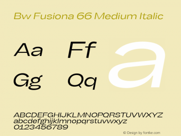 Bw Fusiona 66 Medium Italic Version 1.000 | FøM Fix图片样张