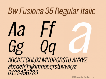 Bw Fusiona 35 Regular Italic Version 1.000 | FøM Fix图片样张