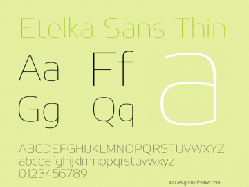 Etelka Sans Thin Version 1.000 2019 | web-ttf图片样张