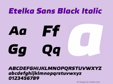 Etelka Sans Black Italic Version 1.000 2019 | web-ttf图片样张