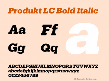 Produkt LC Bold Italic Version 2.001;hotconv 1.0.109;makeotfexe 2.5.65596图片样张