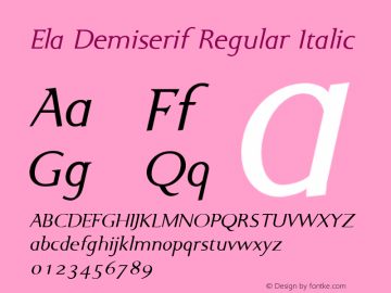 Ela Demiserif Regular Italic PDF Extract Font Sample