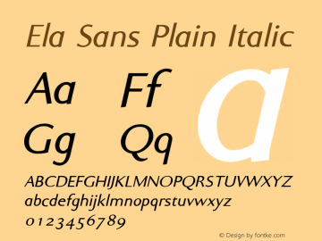 Ela Sans Plain Italic PDF Extract Font Sample