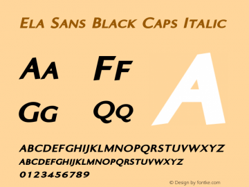 Ela Sans Black Caps Italic PDF Extract Font Sample