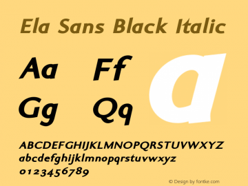 Ela Sans Black Italic PDF Extract Font Sample