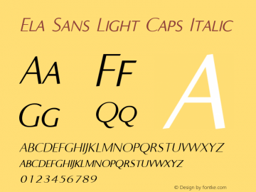 Ela Sans Light Caps Italic PDF Extract Font Sample