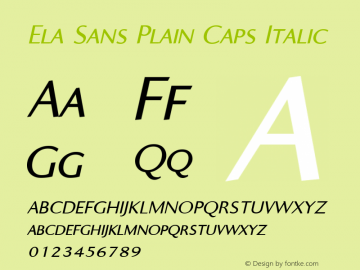 Ela Sans Plain Caps Italic PDF Extract Font Sample