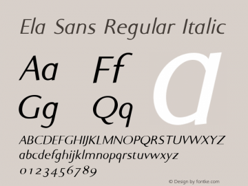 Ela Sans Regular Italic PDF Extract Font Sample