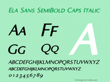 Ela Sans SemiBold Caps Italic PDF Extract Font Sample