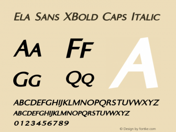 Ela Sans XBold Caps Italic PDF Extract Font Sample