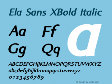 Ela Sans XBold Italic PDF Extract Font Sample