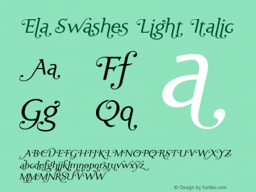 Ela Swashes Light Italic PDF Extract Font Sample