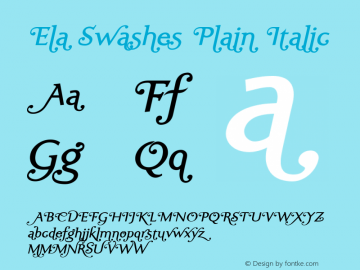 Ela Swashes Plain Italic PDF Extract Font Sample