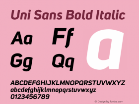 Uni Sans Bold Italic Version 001.029;com.myfonts.easy.font-fabric.uni-sans.bold-italic.wfkit2.version.4c6c图片样张