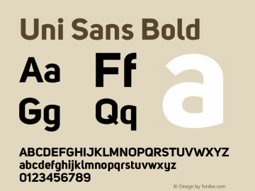 Uni Sans Bold Version 001.029;com.myfonts.easy.font-fabric.uni-sans.bold.wfkit2.version.4dEV图片样张