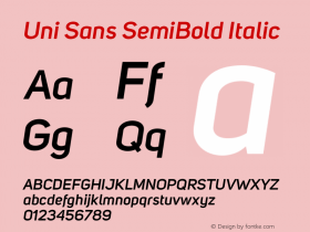 Uni Sans SemiBold Italic Version 001.029;com.myfonts.easy.font-fabric.uni-sans.semi-bold-italic.wfkit2.version.4c65图片样张