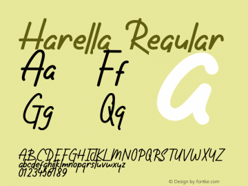 Harella Version 1.004;Fontself Maker 3.5.7图片样张