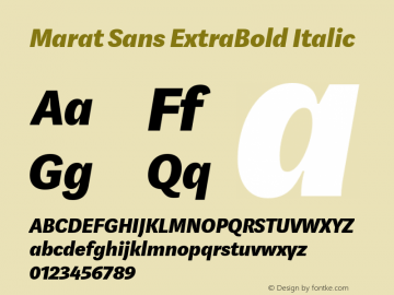Marat Sans ExtraBold Italic Version 2.001图片样张