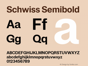 Schwiss Semibold Version 1.001;PS 1.1;hotconv 1.0.88;makeotf.lib2.5.647800; ttfautohint (v1.4)图片样张