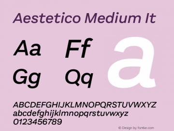 Aestetico Medium It Version 0.007;PS 000.007;hotconv 1.0.88;makeotf.lib2.5.64775图片样张