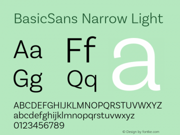 BasicSans Narrow Light Version 2.000;PS 002.000;hotconv 1.0.88;makeotf.lib2.5.64775图片样张