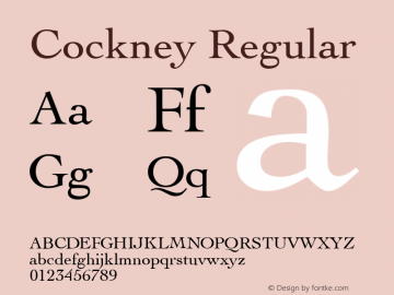 Cockney Regular 1.0 Tue Nov 07 16:39:16 1995 Font Sample