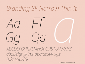Branding SF Narrow Thin It Version 1.000;hotconv 1.0.109;makeotfexe 2.5.65596图片样张