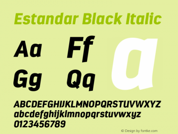 Estandar-BlackItalic Version 1.000;PS 001.000;hotconv 1.0.88;makeotf.lib2.5.64775图片样张