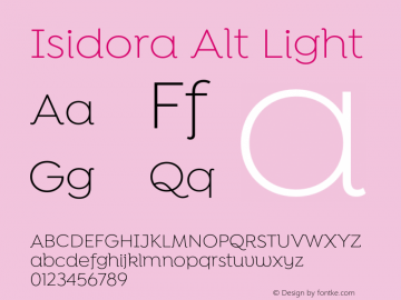 Isidora Alt Light Version 1.000;PS 001.000;hotconv 1.0.88;makeotf.lib2.5.64775图片样张