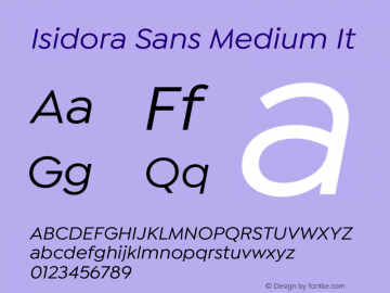 Isidora Sans Medium It Version 1.000;PS 001.000;hotconv 1.0.88;makeotf.lib2.5.64775图片样张