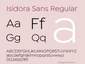 Isidora Sans Regular Version 1.000;PS 001.000;hotconv 1.0.88;makeotf.lib2.5.64775图片样张