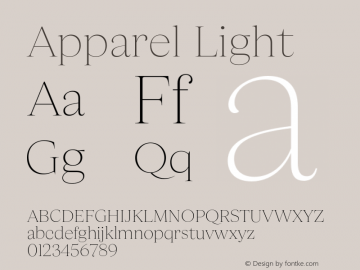 Apparel Light Version 1.000;hotconv 1.0.109;makeotfexe 2.5.65596图片样张