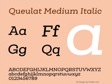 Queulat-MediumItalic Version 1.000;PS 001.000;hotconv 1.0.88;makeotf.lib2.5.64775图片样张