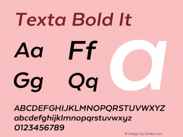 Texta Bold It Version 1.005;PS 001.005;hotconv 1.0.88;makeotf.lib2.5.64775图片样张