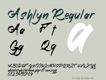 Ashlyn Version 1.00;December 2, 2021;FontCreator 12.0.0.2539 64-bit图片样张