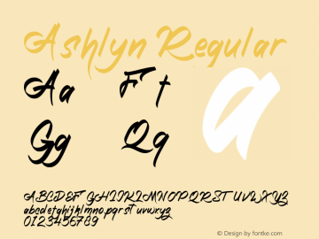 Ashlyn Version 1.00;December 2, 2021;FontCreator 12.0.0.2539 64-bit图片样张