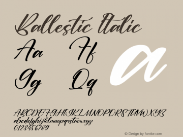 Ballestic Italic Version 1.00;January 20, 2022;FontCreator 13.0.0.2683 64-bit图片样张