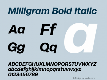 Milligram Bold Italic Version 1.000图片样张