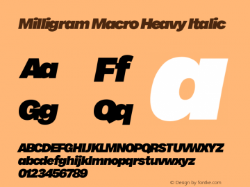 Milligram Macro Heavy Italic Version 1.000图片样张