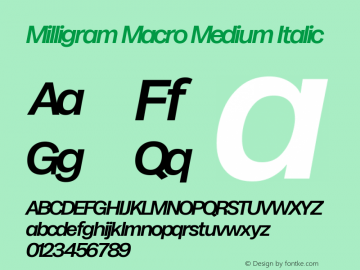 Milligram Macro Medium Italic Version 1.000图片样张