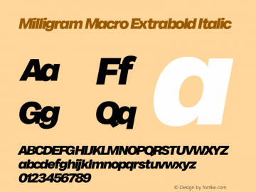 Milligram Macro Extrabold Italic Version 1.000图片样张