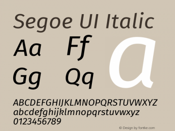 Segoe UI Italic Version 4.301;March 20, 2018;FontCreator 14.0.0.2814 64-bit图片样张