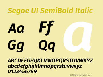 Segoe UI SemiBold Italic Version 4.301;March 20, 2018;FontCreator 14.0.0.2814 64-bit图片样张