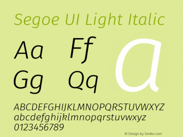 Segoe UI Light Italic Version 4.301;March 20, 2018;FontCreator 14.0.0.2814 64-bit图片样张