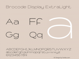 Brocode Display ExtraLight Version 1.000;hotconv 1.0.109;makeotfexe 2.5.65596图片样张