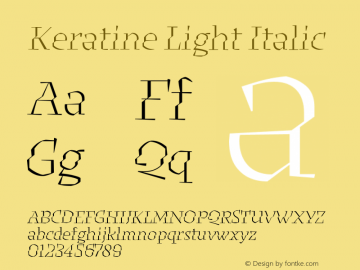 Keratine-LightItalic Version 1.000图片样张