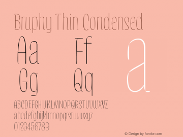 Bruphy Thin Condensed Version 0.003;hotconv 1.0.109;makeotfexe 2.5.65596图片样张