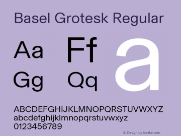 Basel Grotesk Regular Version 1.000; ttfautohint (v1.8)图片样张