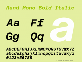 Rand Mono Bold Italic Version 1.002; build 0003图片样张